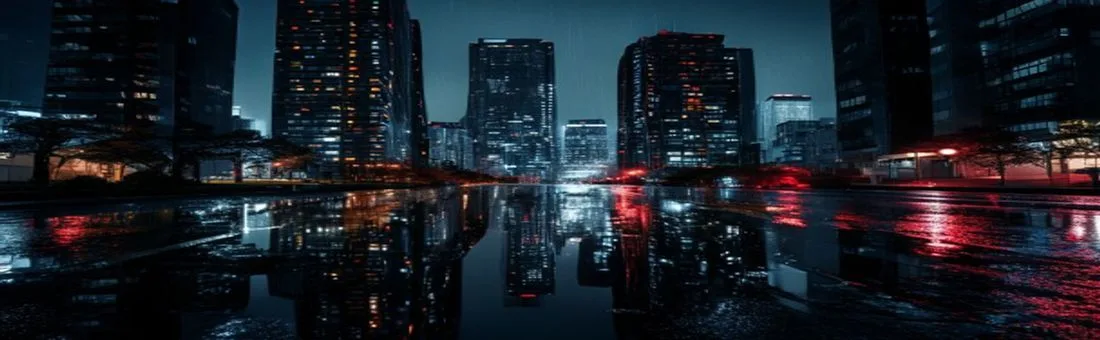 夜の都市・高層マンション群